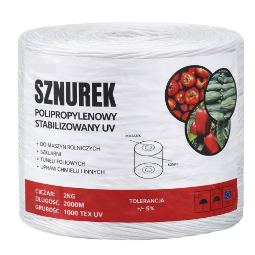 Sznurek rolniczy PP 2000m. Do szklarni, tuneli foliowych, upraw chmielu